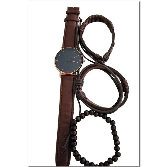 Unisex Adjustable Hemp Cord Braided Rope Wristbands Bracelets Watch Set - Picture 2 of 12